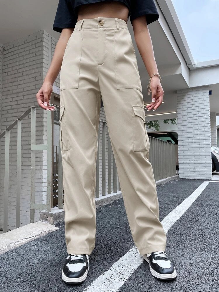 Drip High Rise Cargo Pants - DDL - 177 - CREAM