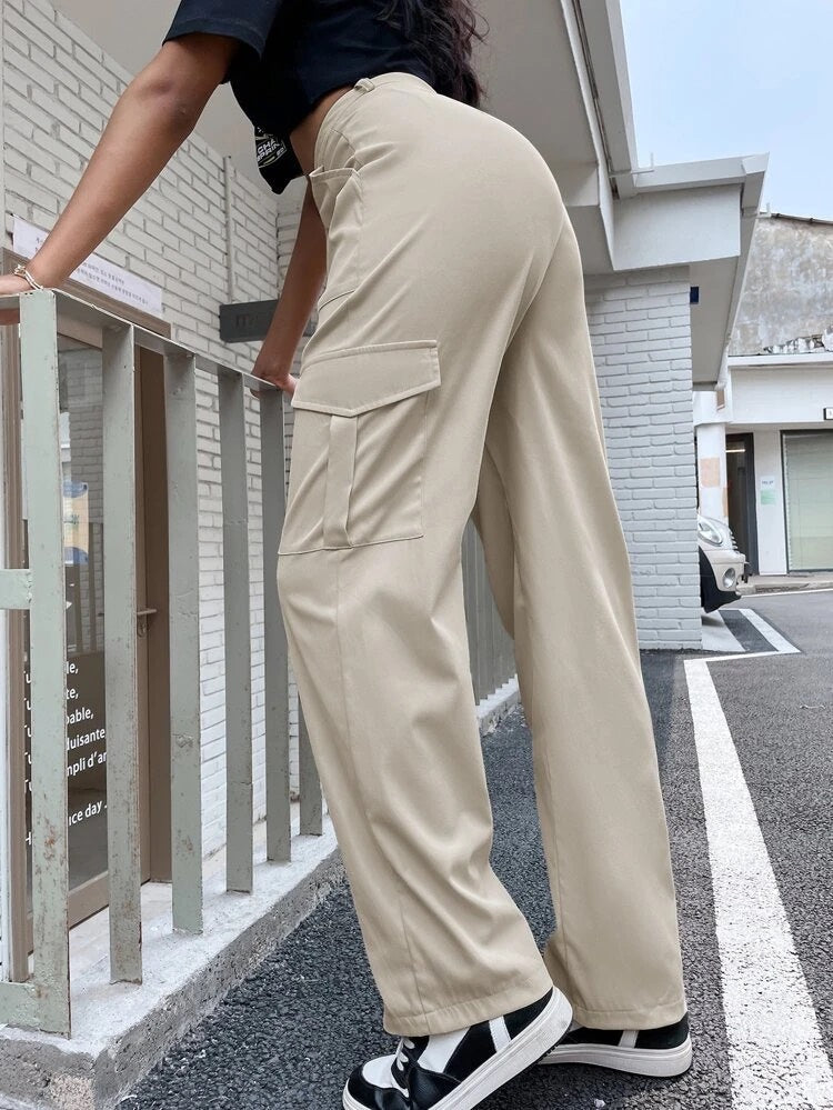 Drip High Rise Cargo Pants - DDL - 177 - CREAM