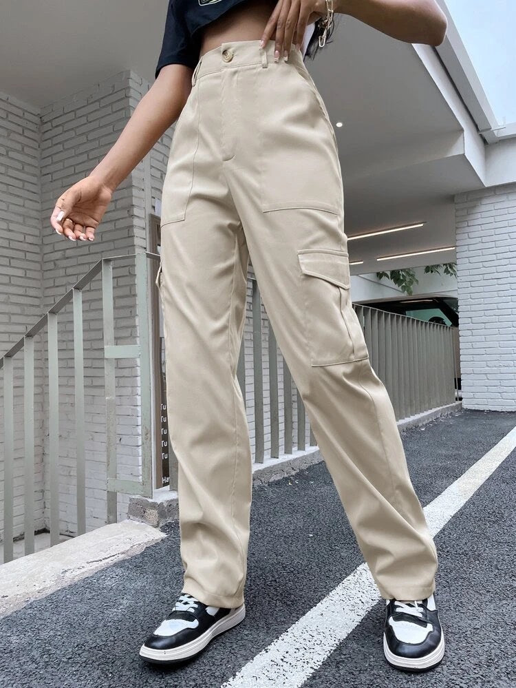 Drip High Rise Cargo Pants - DDL - 177 - CREAM