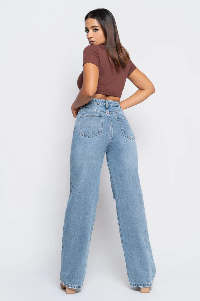 Ripped Bf Fit Ice Blue  Denims - 3058T ICEE