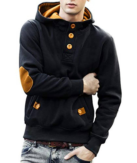 Black Solid Hoodies For Men